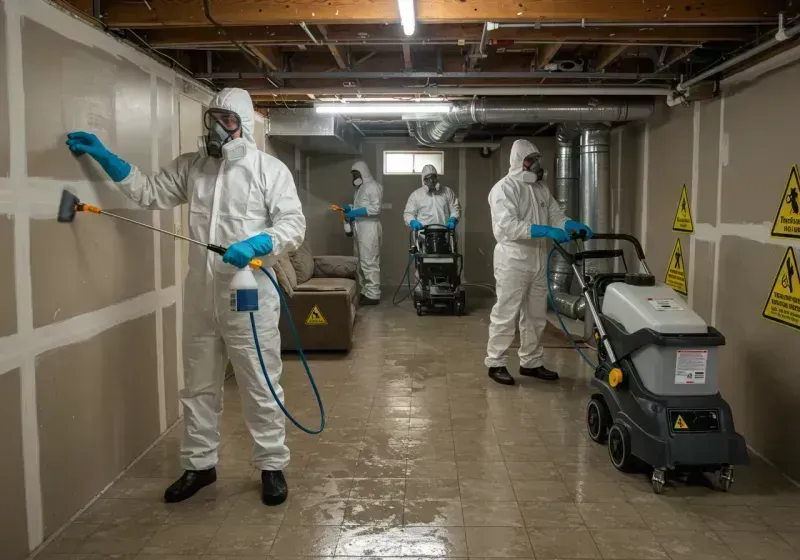 Basement Moisture Removal and Structural Drying process in Meadowbrook, CA